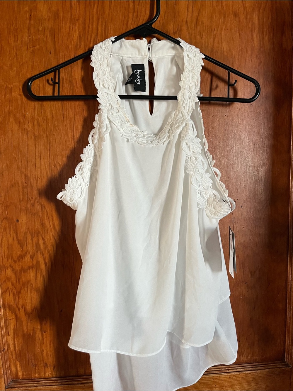 by & by White Crochet Halter Camisole